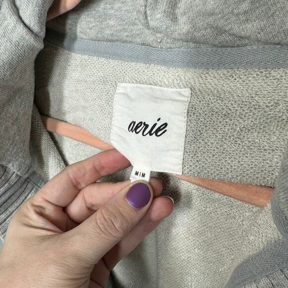 Aerie Down-To-Earth Henley Hoodie In Medium Heather Gray - Picture 3 of 5